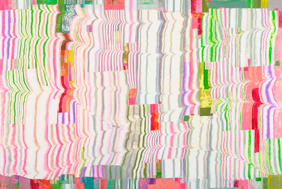Young-Hun Kim, p1776 Electronic Nostalgia, 2017.
Oil on canvas, 31 ½ x 51 9/16 inches.